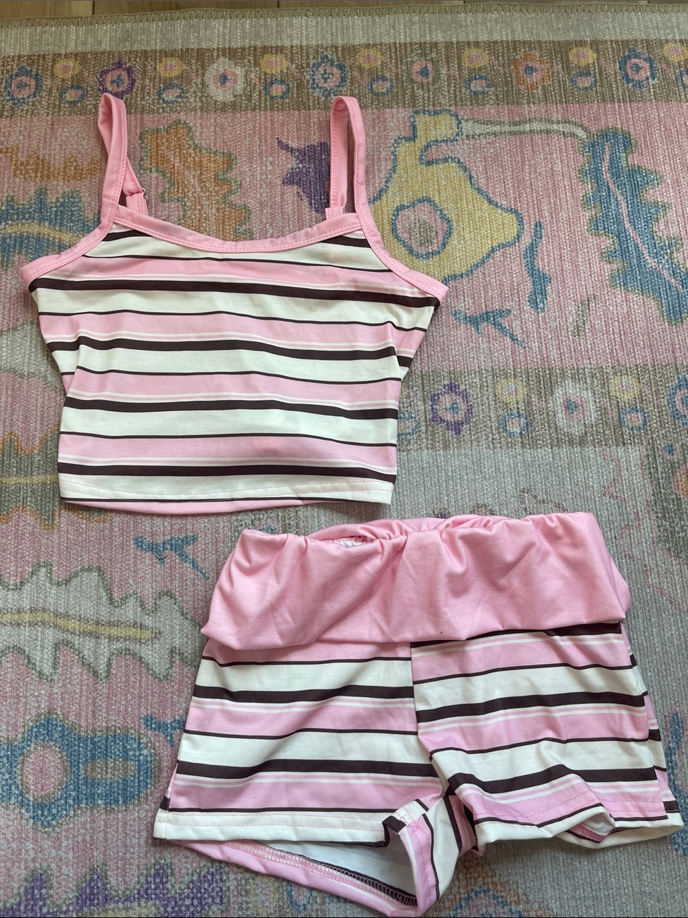 Striped Pink & White Women's Cami Set